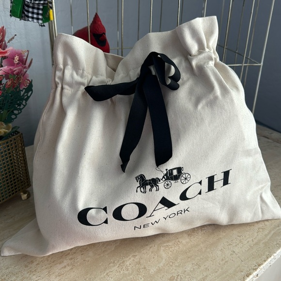 Coach Cream (limited edition) with black ribbon dust bag w/ pull top close - new - Picture 1 of 2